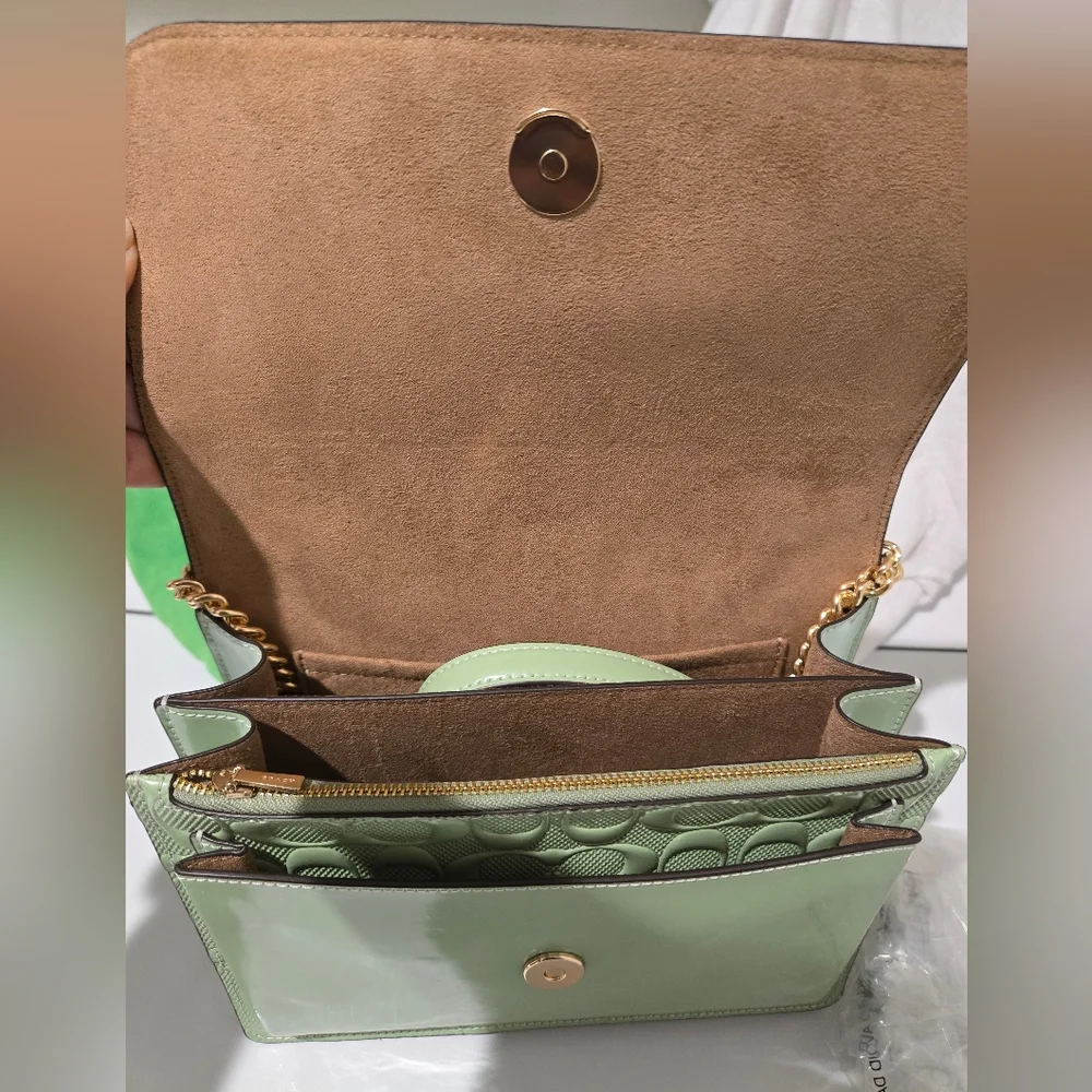 NWT Coach Klare Pale Green Signature Leather Crossbody Bag